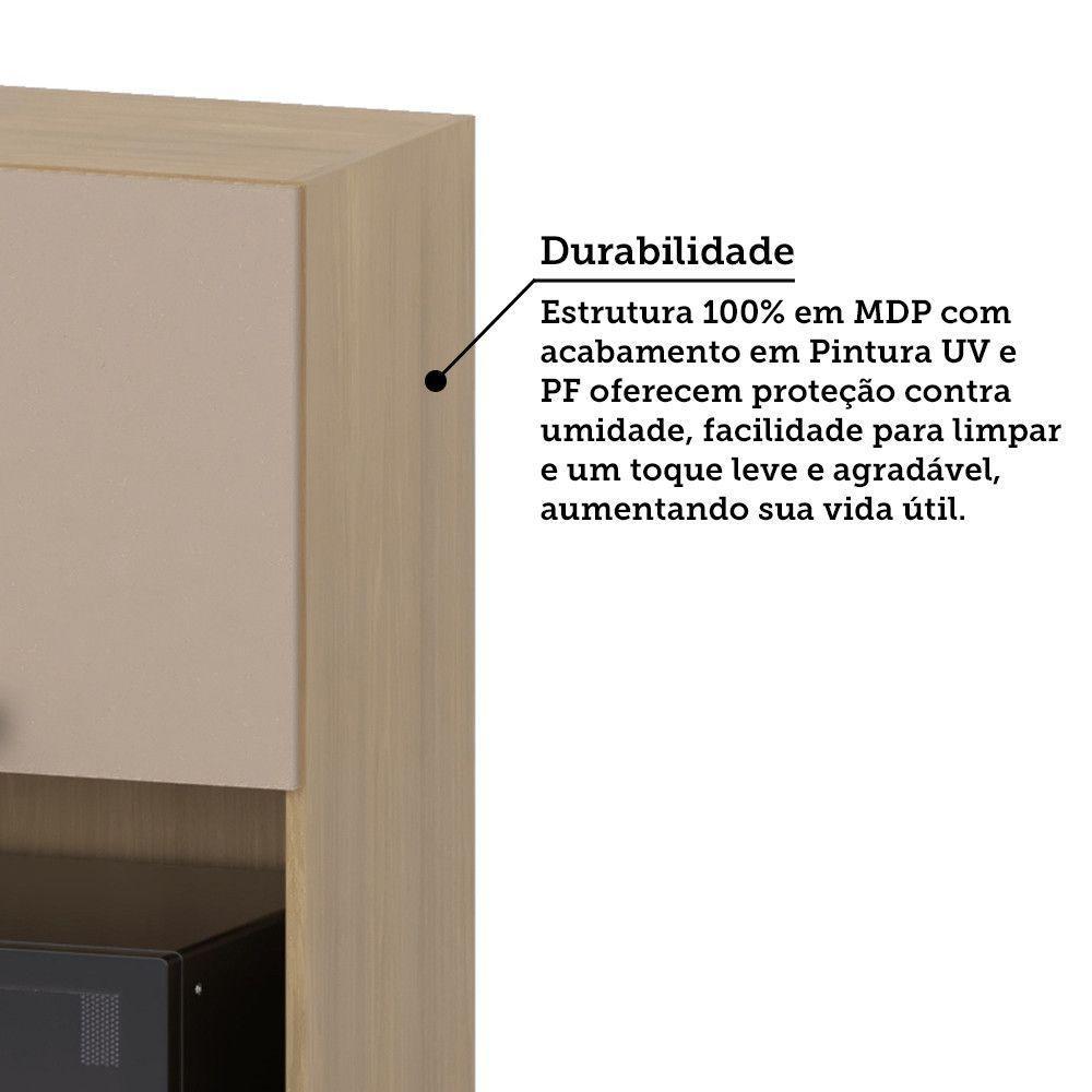 Armário Aéreo 60cm Com Nicho Para Microondas 2 Portas Classi Freijó/petala Rosa - 4