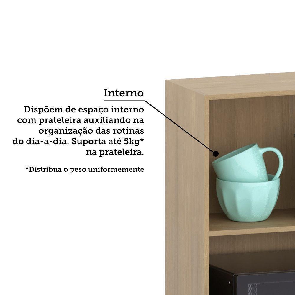 Armário Aéreo 60cm Com Nicho Para Microondas 2 Portas Classi Freijó/petala Rosa - 5