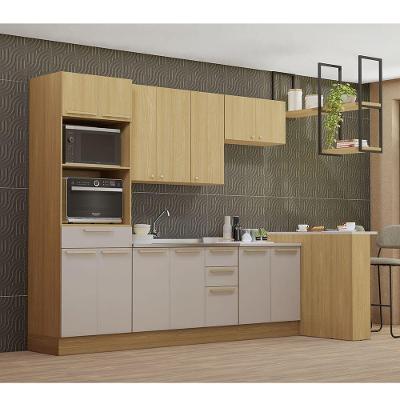 Cozinha Completa Elegance 13 Portas 4 Gavetas MDF 347cm Amadeirado Moderno