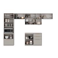 Cozinha Completa Itatiaia Essence 350cm com Vidro em Madeira Fendi/Gris - 5