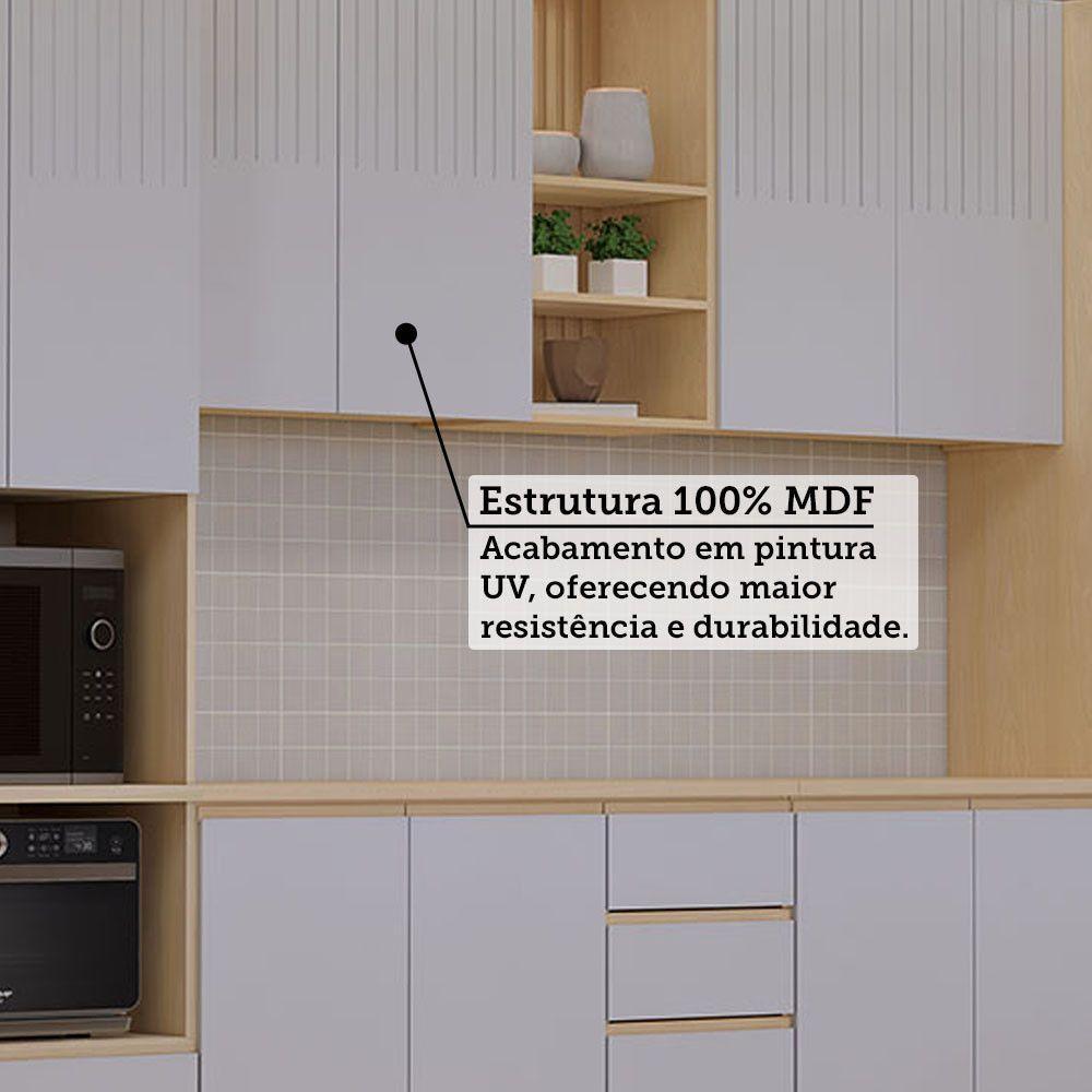 Cozinha Completa 6 Pç Torre Tampo 310cm Aura Luciane Móveis Carvalho/cinza Cristal - 5