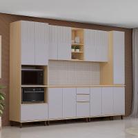 Cozinha Completa 6 Pç Torre Tampo 310cm Aura Luciane Móveis Carvalho/cinza Cristal - 2