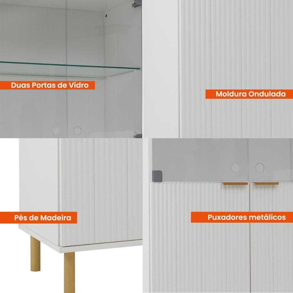 Aparador Bar Adega + Cristaleira Ditália R-633 E-964 Branco - 9