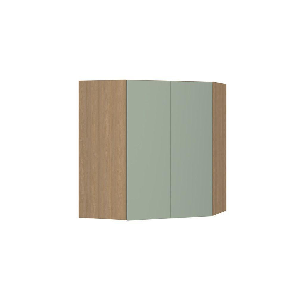 Armário Aéreo Canto Diagonal 74cm 2 Portas Slim Luciane Móve Freijó/verde Jade - 1