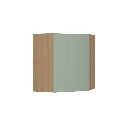 Armário Aéreo Canto Diagonal 74cm 2 Portas Slim Luciane Móve Freijó/verde Jade