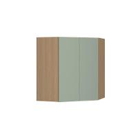 Armário Aéreo Canto Diagonal 74cm 2 Portas Slim Luciane Móve Freijó/verde Jade - 1