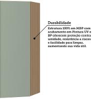 Armário Aéreo Canto Diagonal 74cm 2 Portas Slim Luciane Móve Freijó/verde Jade - 3