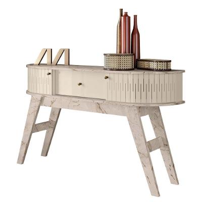 Aparador Buffet Para Sala De Estar Estoril - 7 Decor Calacata E Off White