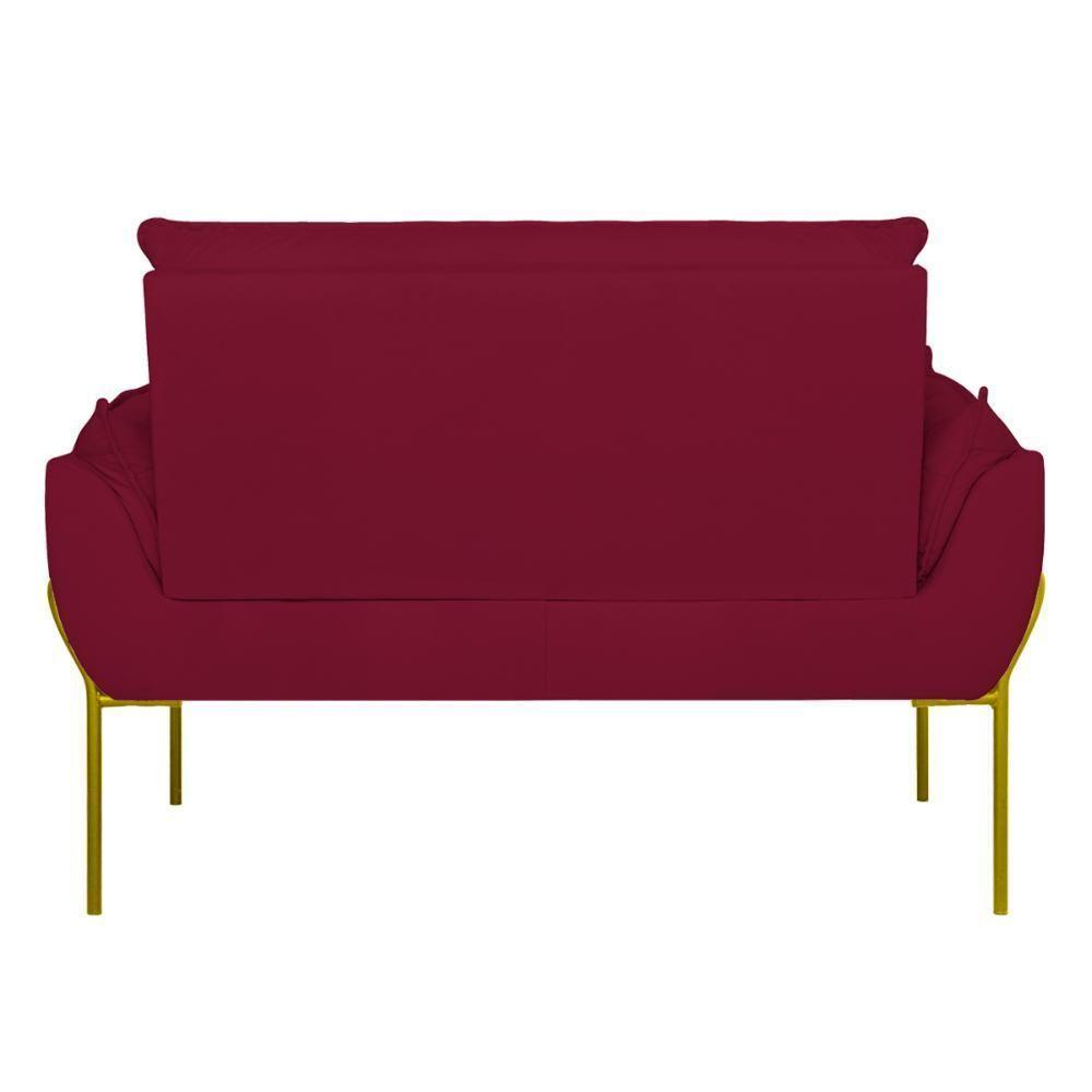 Sofá Namoradeira Base Metal Dourada Reforçada Tecido Suede Marsala - 7