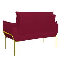Sofá Namoradeira Base Metal Dourada Reforçada Tecido Suede Marsala - 6