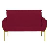 Sofá Namoradeira Base Metal Dourada Reforçada Tecido Suede Marsala - 7