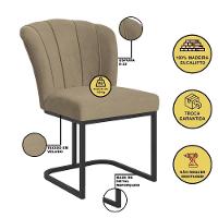 Kit 4 Cadeiras Jantar Flor Mesa Cozinha Reforçada Base Metal Preta Capuccino - 3