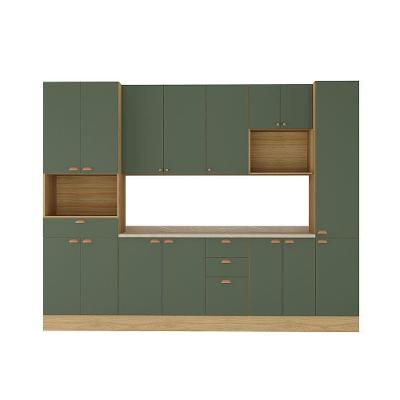 Cozinha Modulada Completa 6 Peças Com Tampo E Rodapé Classic Freijó/verde Amalfi