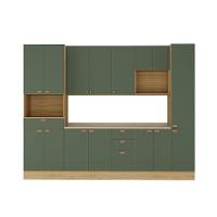 Cozinha Modulada Completa 6 Peças Com Tampo E Rodapé Classic Freijó/verde Amalfi - 1