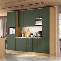 Cozinha Modulada Completa 6 Peças Com Tampo E Rodapé Classic Freijó/verde Amalfi - 2