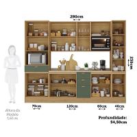 Cozinha Modulada Completa 6 Peças Com Tampo E Rodapé Classic Freijó/verde Amalfi - 3