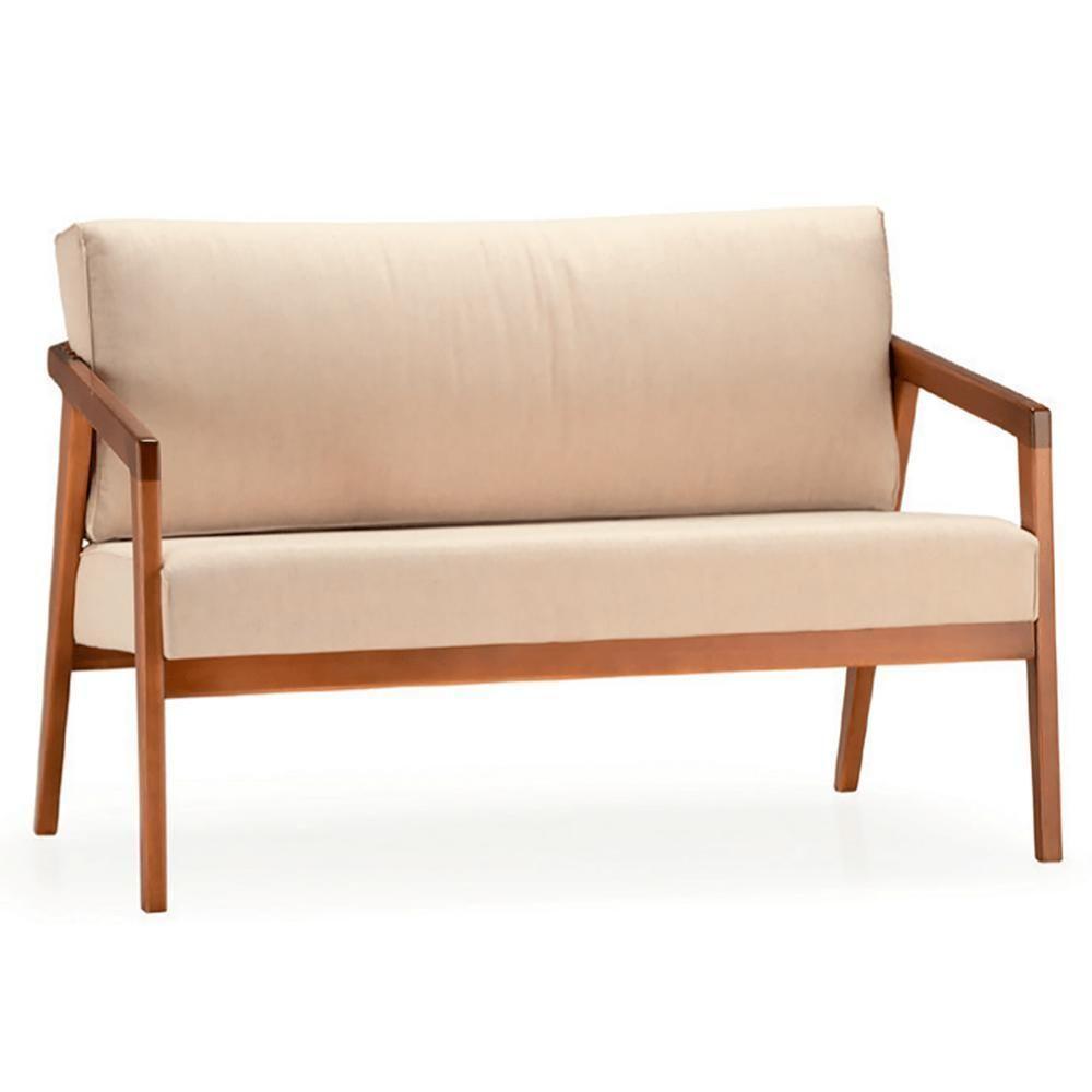 Sofá Coss Ozki 120 Cm Madeira Eucalipto Cedro Tecido Bege Corda Redonda Canela - 4