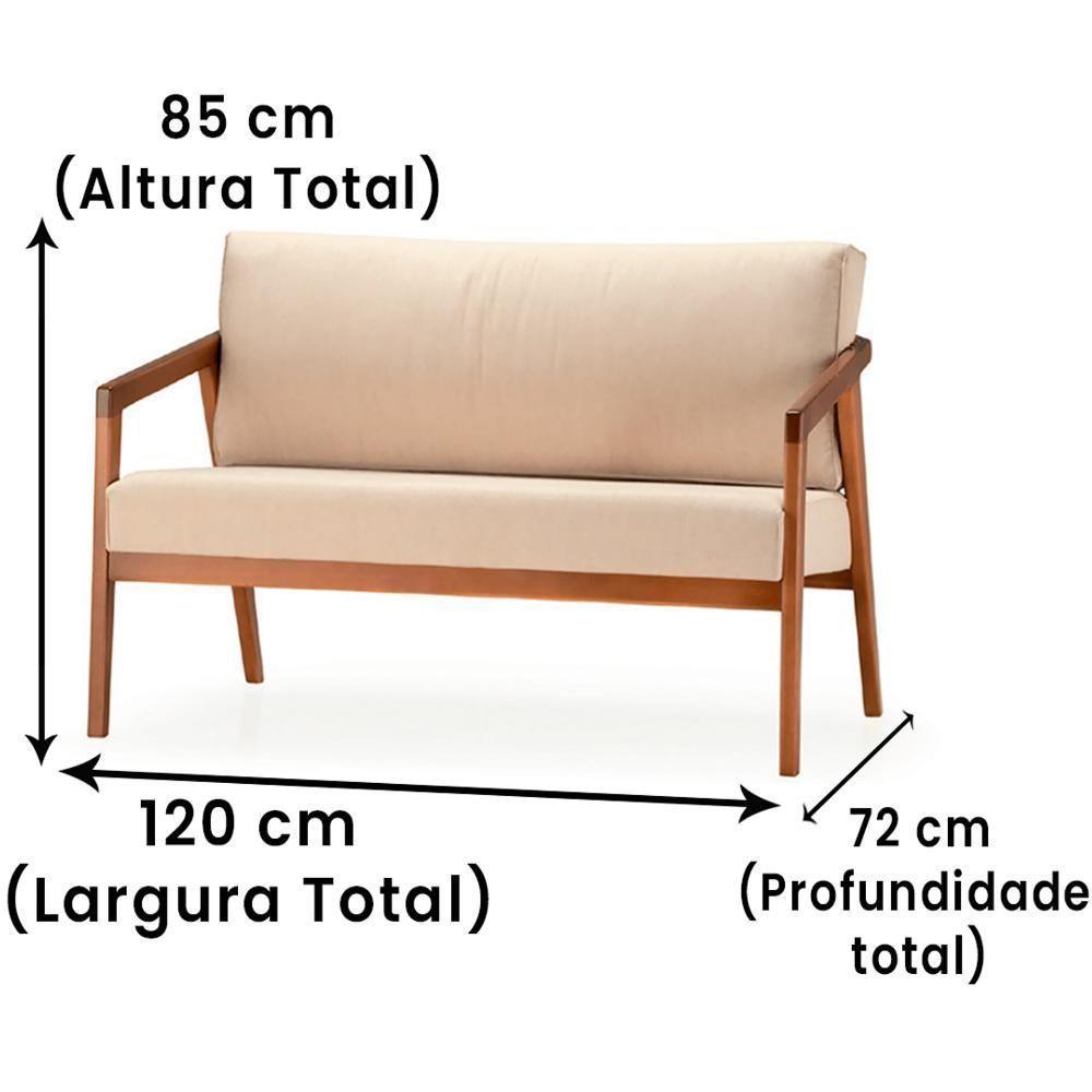 Sofá Coss Ozki 120 Cm Madeira Eucalipto Cedro Tecido Bege Corda Redonda Canela - 6