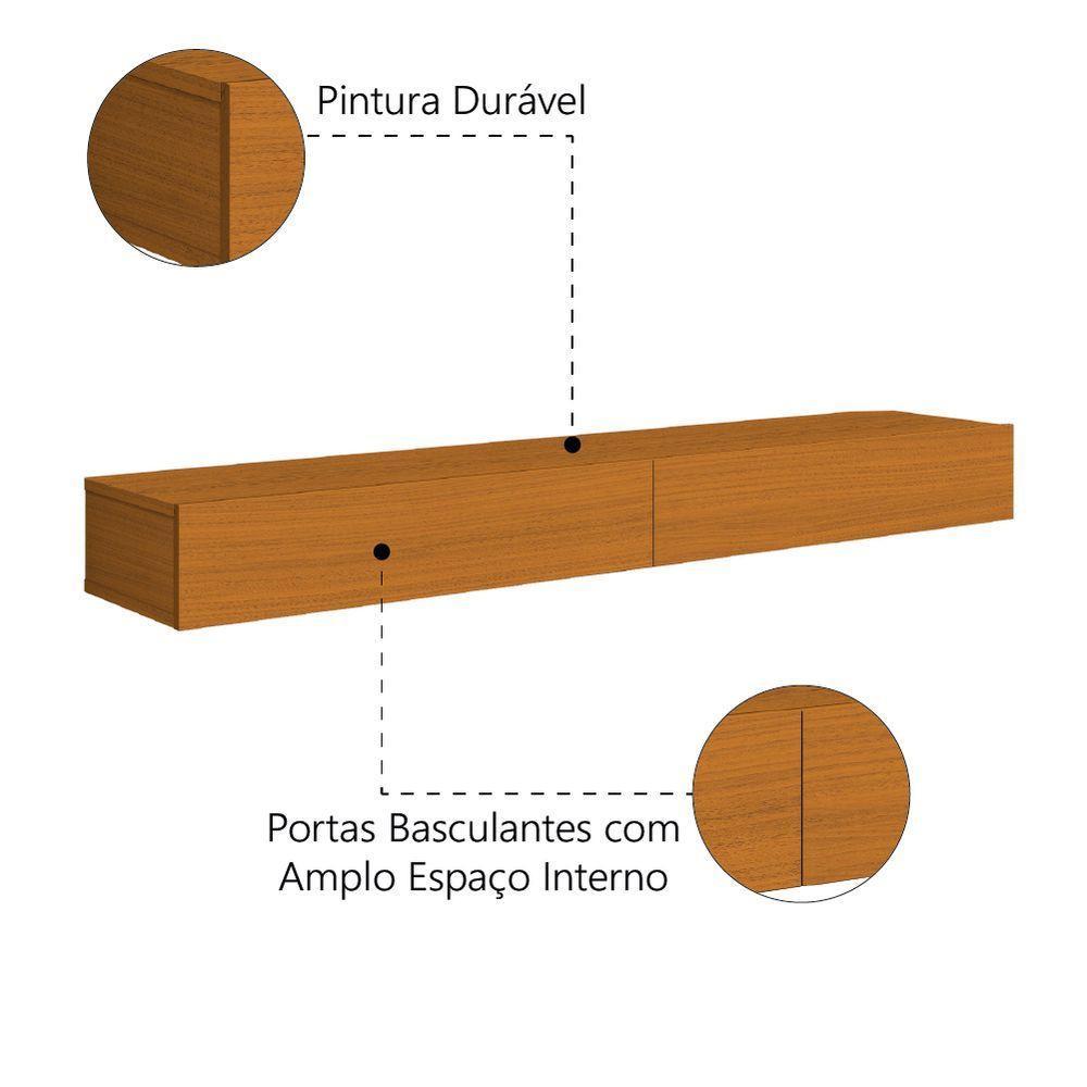 Rack Suspenso Para Painel Ou Tv Até 55 Polegadas 2 Portas 1,10m Egeo Edn Madeirado - 4