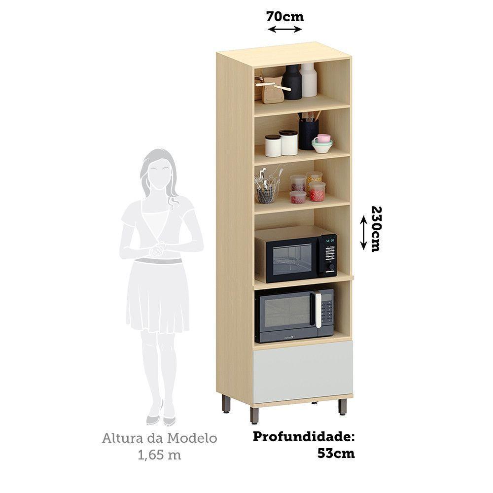 Paneleiro 70cm 2 Pts Com Vidro 1 Gav Espaço Torre Quente Aur Carvalho/cinza Cristal - 3