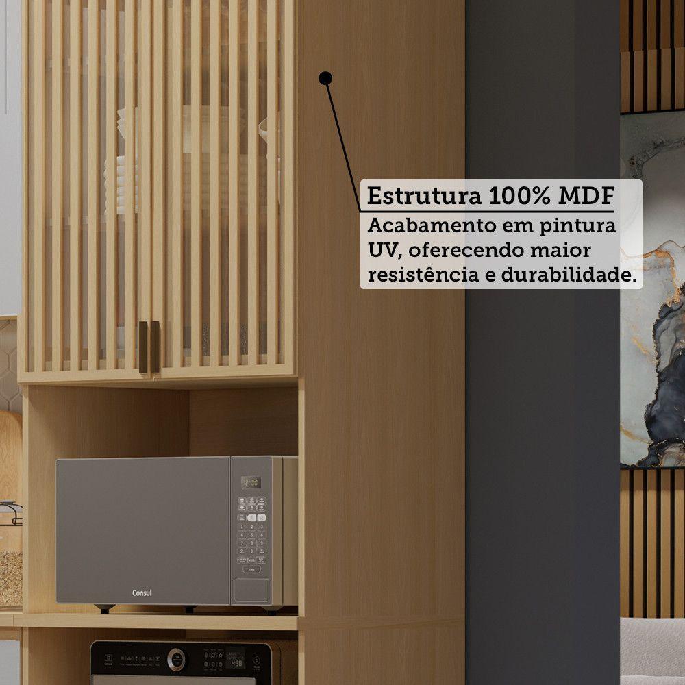 Paneleiro 70cm 2 Pts Com Vidro 1 Gav Espaço Torre Quente Aur Carvalho/cinza Cristal - 4