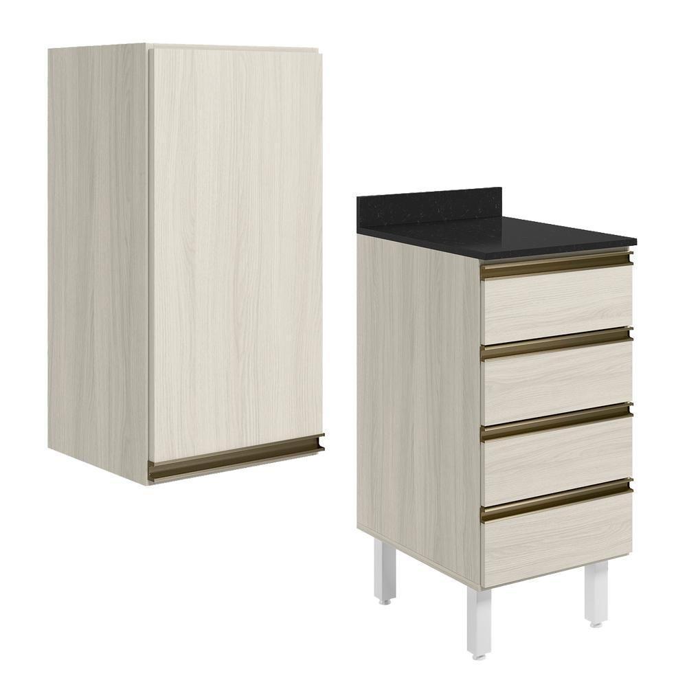 Armario Aereo E Balcao 1 Porta 4 Gavetas 40cm Mdf Kali Nicioli Bianco Toq - 1