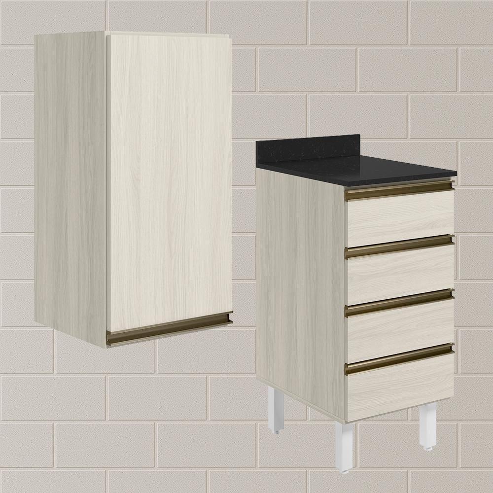 Armario Aereo E Balcao 1 Porta 4 Gavetas 40cm Mdf Kali Nicioli Bianco Toq - 2