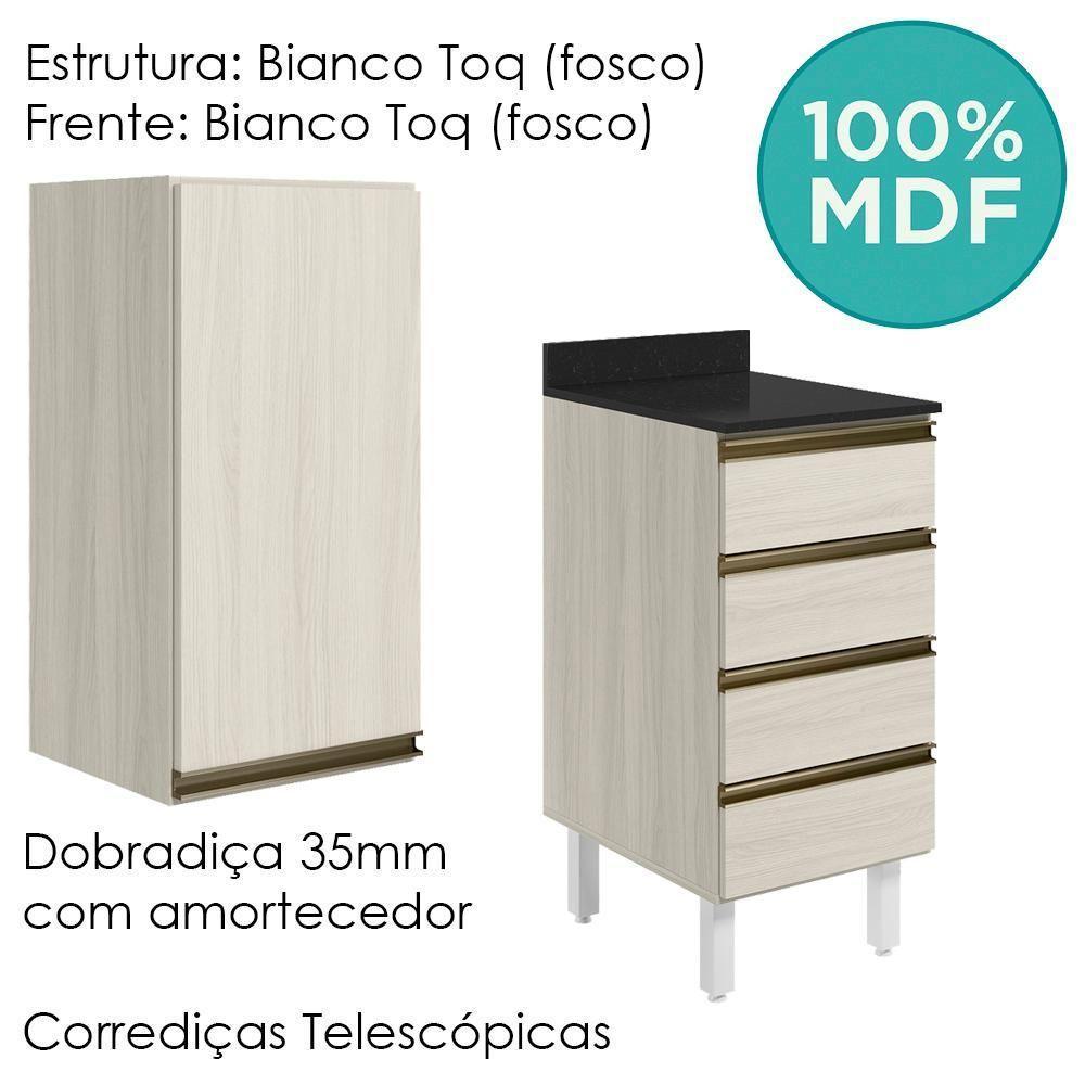Armario Aereo E Balcao 1 Porta 4 Gavetas 40cm Mdf Kali Nicioli Bianco Toq - 4