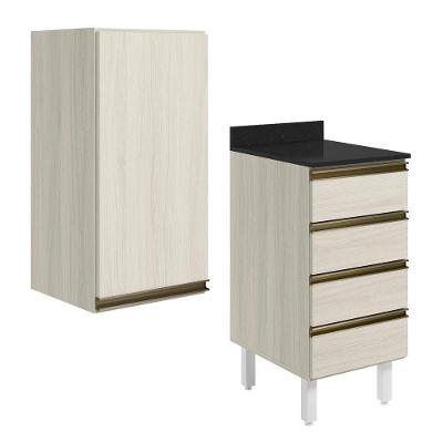 Armario Aereo E Balcao 1 Porta 4 Gavetas 40cm Mdf Kali Nicioli Bianco Toq