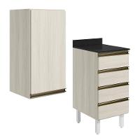 Armario Aereo E Balcao 1 Porta 4 Gavetas 40cm Mdf Kali Nicioli Bianco Toq - 1