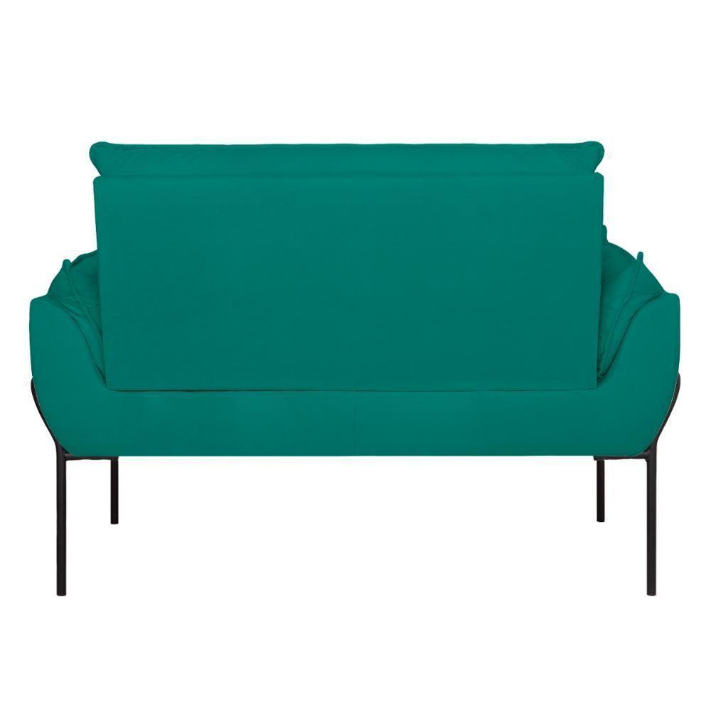 Sofá Namoradeira Base Metal Preta Reforçada Tecido Suede Azul Turquesa - 7