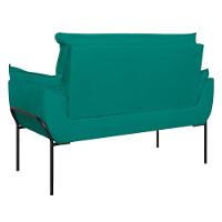 Sofá Namoradeira Base Metal Preta Reforçada Tecido Suede Azul Turquesa - 6