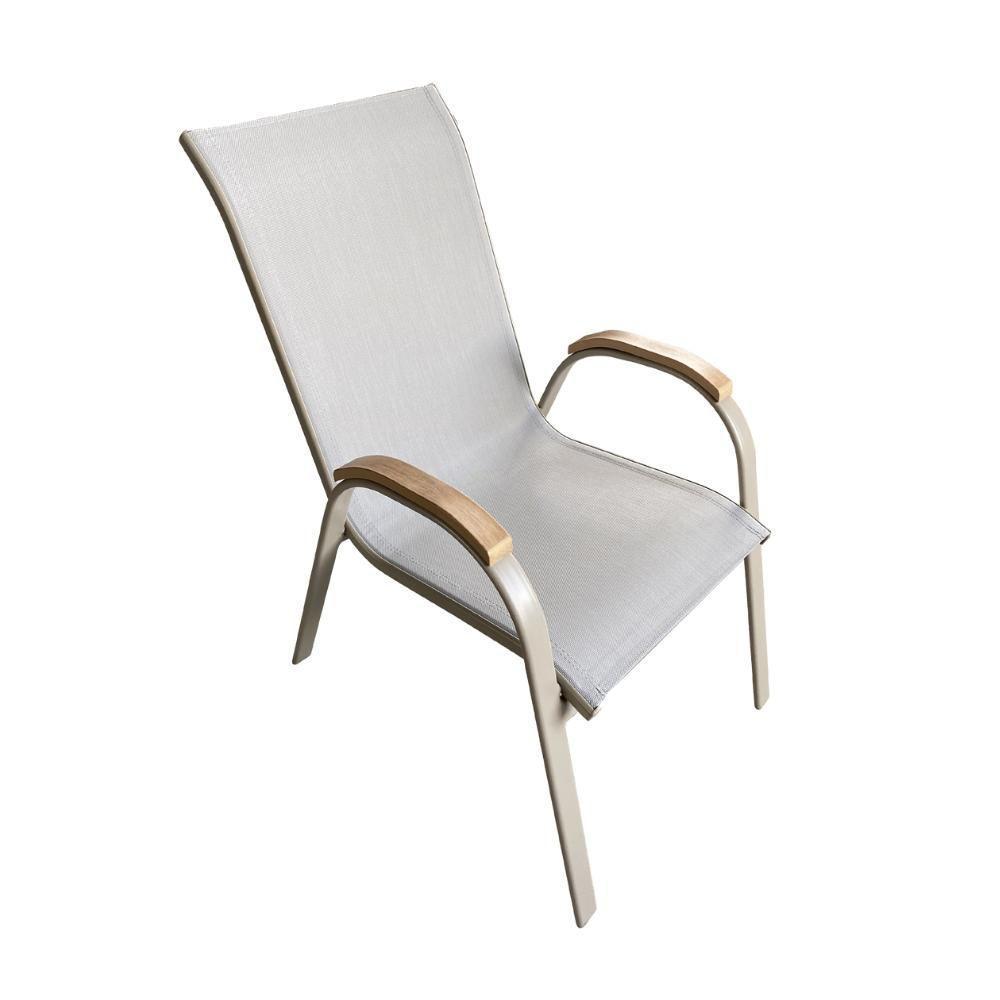 Kit 4 Cadeiras Empilhável Com Braço Pipa Maresias Fratini 96 Cm Altura Alumínio E Assento Tela Fendi - 5