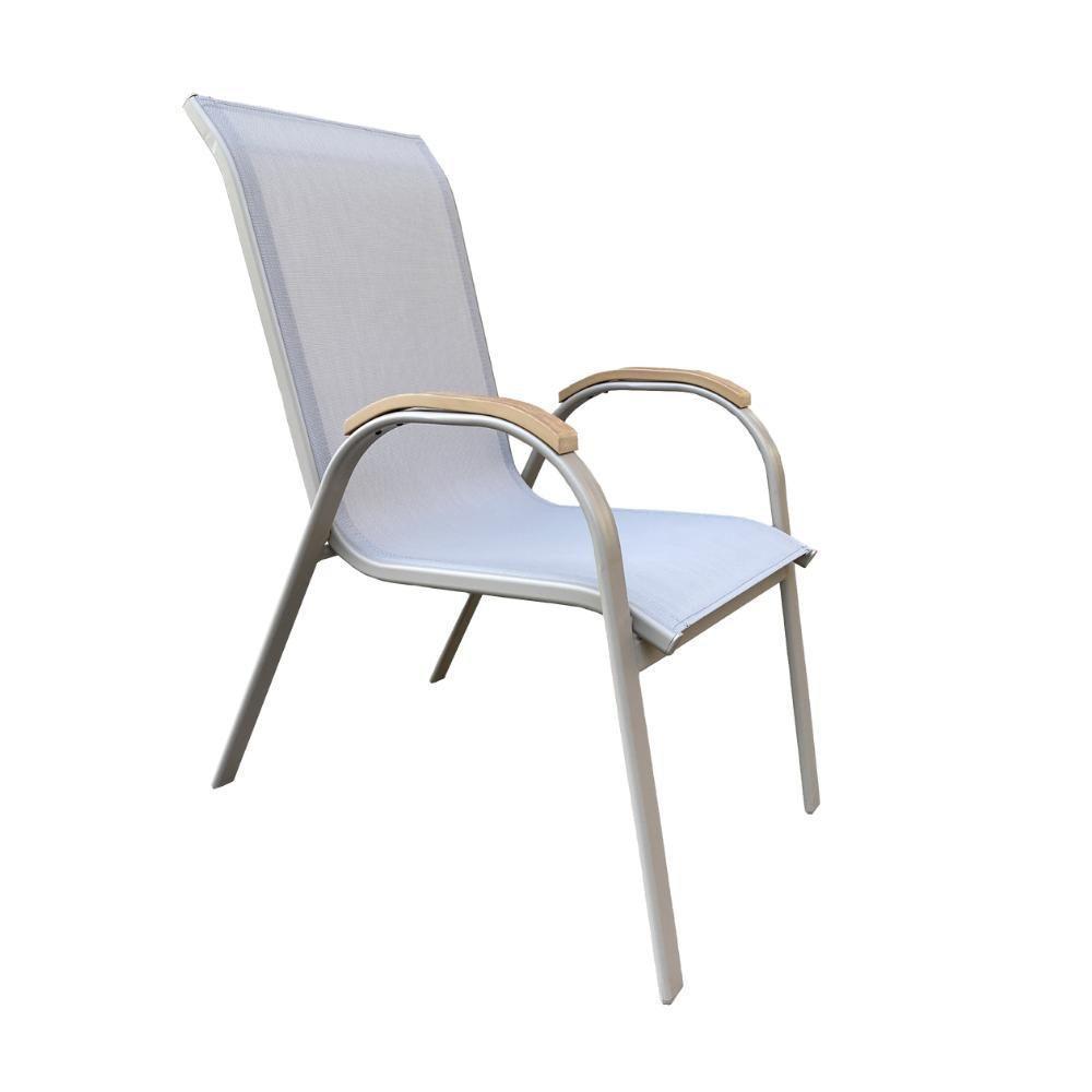 Kit 4 Cadeiras Empilhável Com Braço Pipa Maresias Fratini 96 Cm Altura Alumínio E Assento Tela Fendi - 6