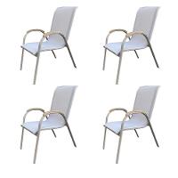 Kit 4 Cadeiras Empilhável Com Braço Pipa Maresias Fratini 96 Cm Altura Alumínio E Assento Tela Fendi - 1