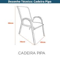Kit 4 Cadeiras Empilhável Com Braço Pipa Maresias Fratini 96 Cm Altura Alumínio E Assento Tela Fendi - 3