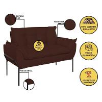 Sofá Namoradeira Base Metal Preta Reforçada Tecido Suede Marrom - 2