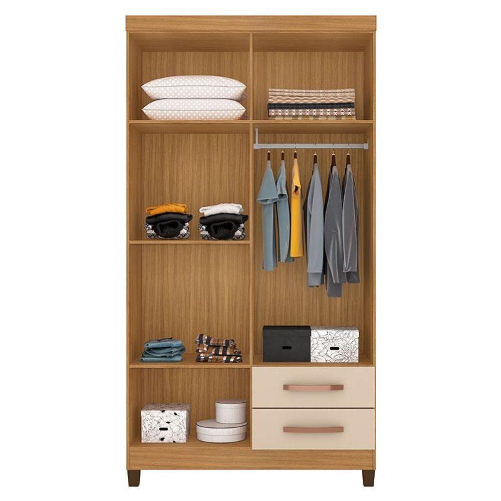Guarda Roupa Solteiro Modena Com 4 Portas E Armário Multiuso Egito Carvalho Americano Off White - Incorplac - 4