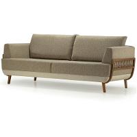 Sofá Blendi Ozki 240 Cm Madeira Eucalipto Cedro Tecido Composê Cinza E Bege Corda Redonda Canela - 1