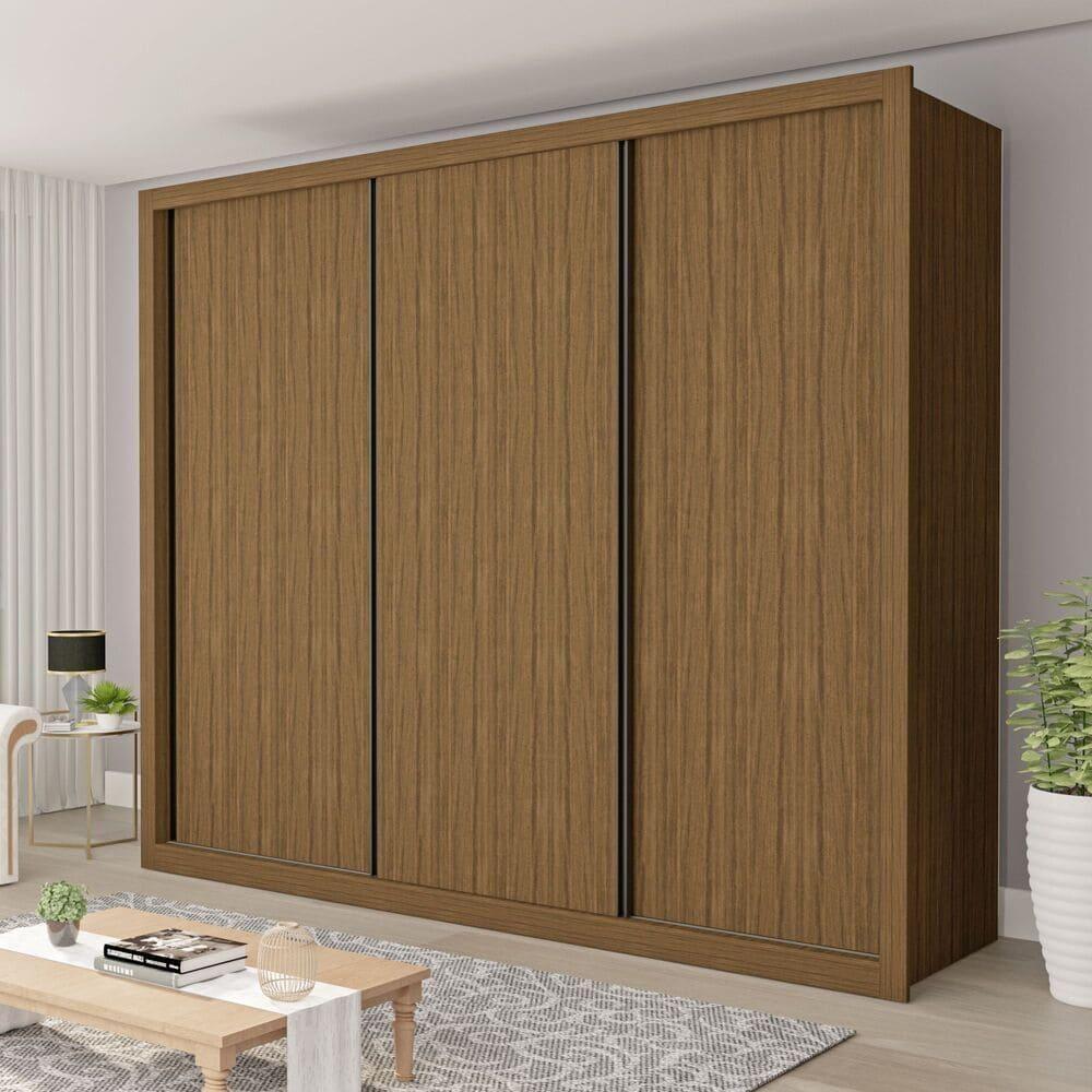 Guarda Roupa 3 Portas De Correr 6 Gavetas Nápoli Minastex Freijó - 6