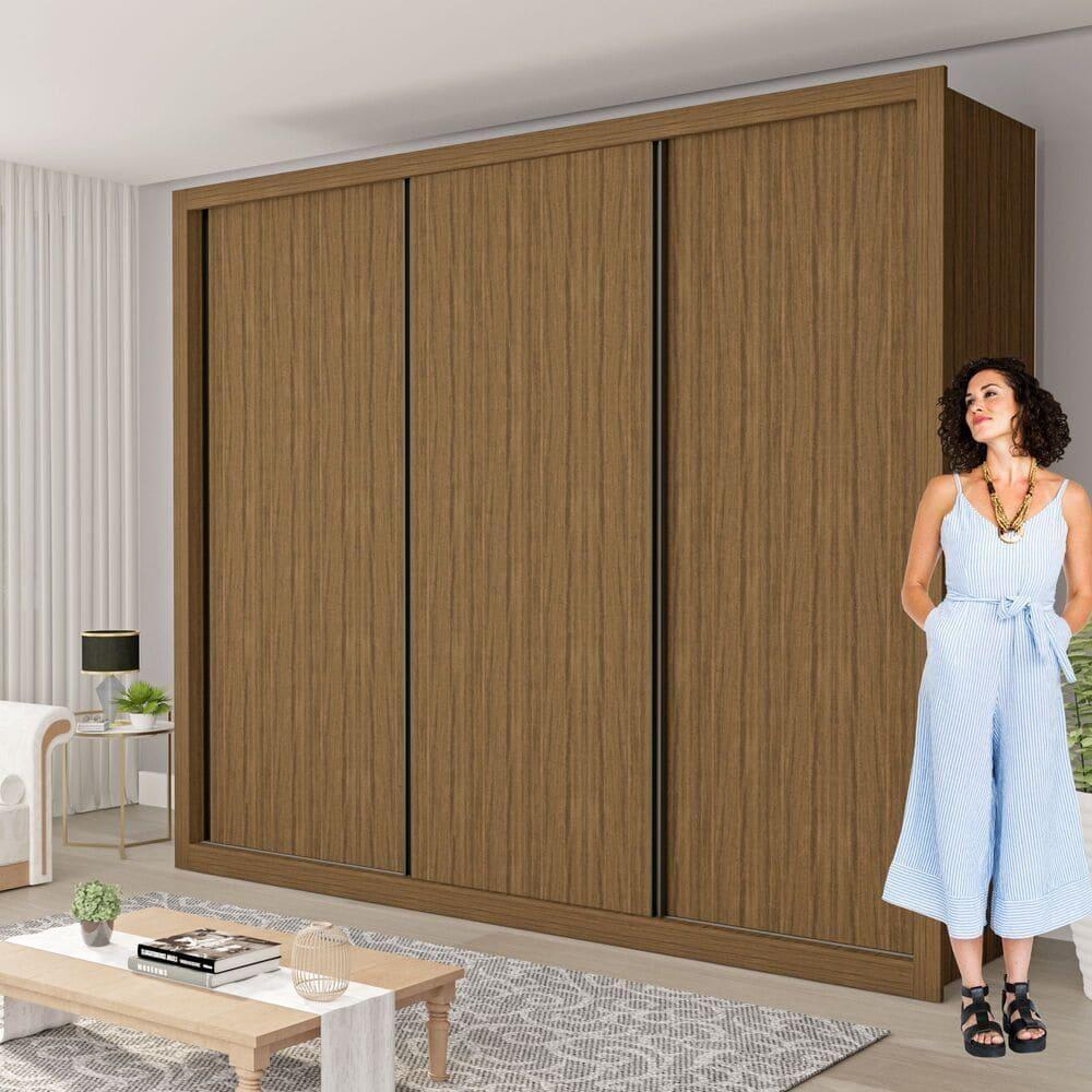 Guarda Roupa 3 Portas De Correr 6 Gavetas Nápoli Minastex Freijó - 10