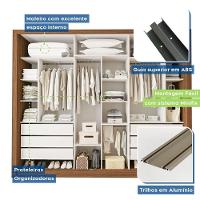 Guarda Roupa 3 Portas De Correr 6 Gavetas Nápoli Minastex Freijó - 5