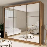 Guarda Roupa 3 Portas De Correr Todo Espelhado 6 Gavetas Ravena Minastex Carvalho - 2