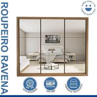 Guarda Roupa 3 Portas De Correr Todo Espelhado 6 Gavetas Ravena Minastex Carvalho - 5