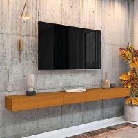 Rack Suspenso Para Painel Ou Tv Até 75 Polegadas 3 Portas 2,00m Egeo Edn Madeirado - 1