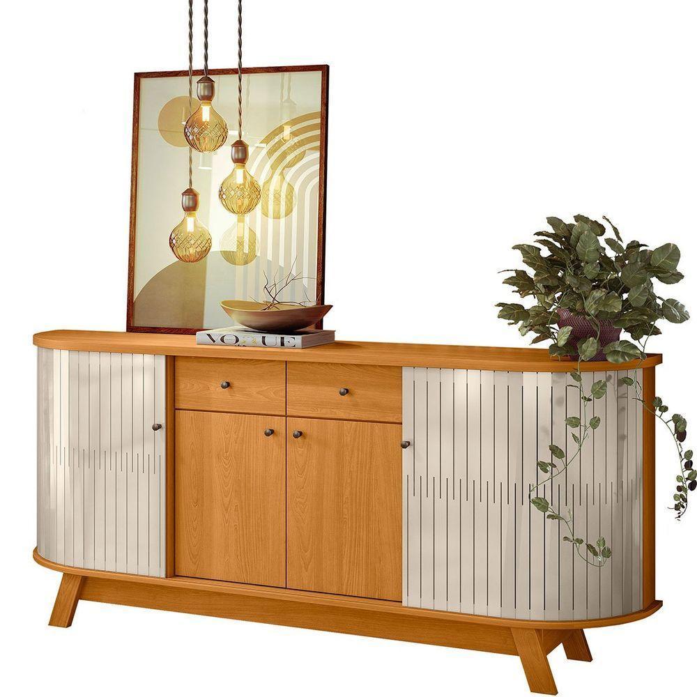 Buffet Aparador 4 Portas E 2 Gavetas 100% Mdp Mônica Cinamomo/off White - 1