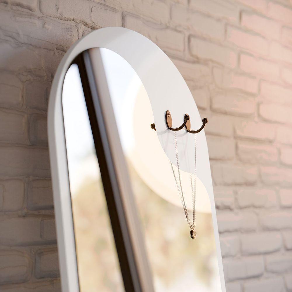 Toucador Com Espelho 1 Gaveta Nicho E 2 Ganchos Oranix Branco - 7