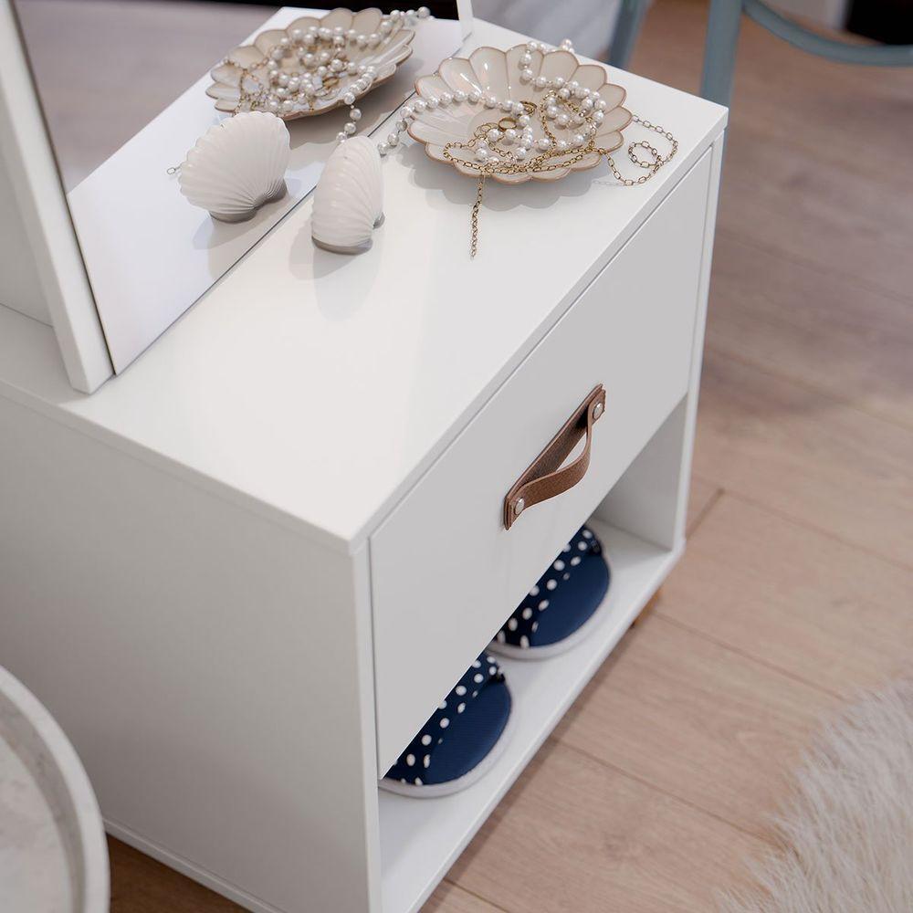 Toucador Com Espelho 1 Gaveta Nicho E 2 Ganchos Oranix Branco - 8