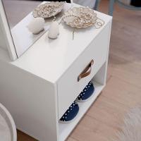 Toucador Com Espelho 1 Gaveta Nicho E 2 Ganchos Oranix Branco - 8