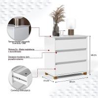 Mini Cômoda Para Quarto 3 Gavetas Prisma Branco - 3